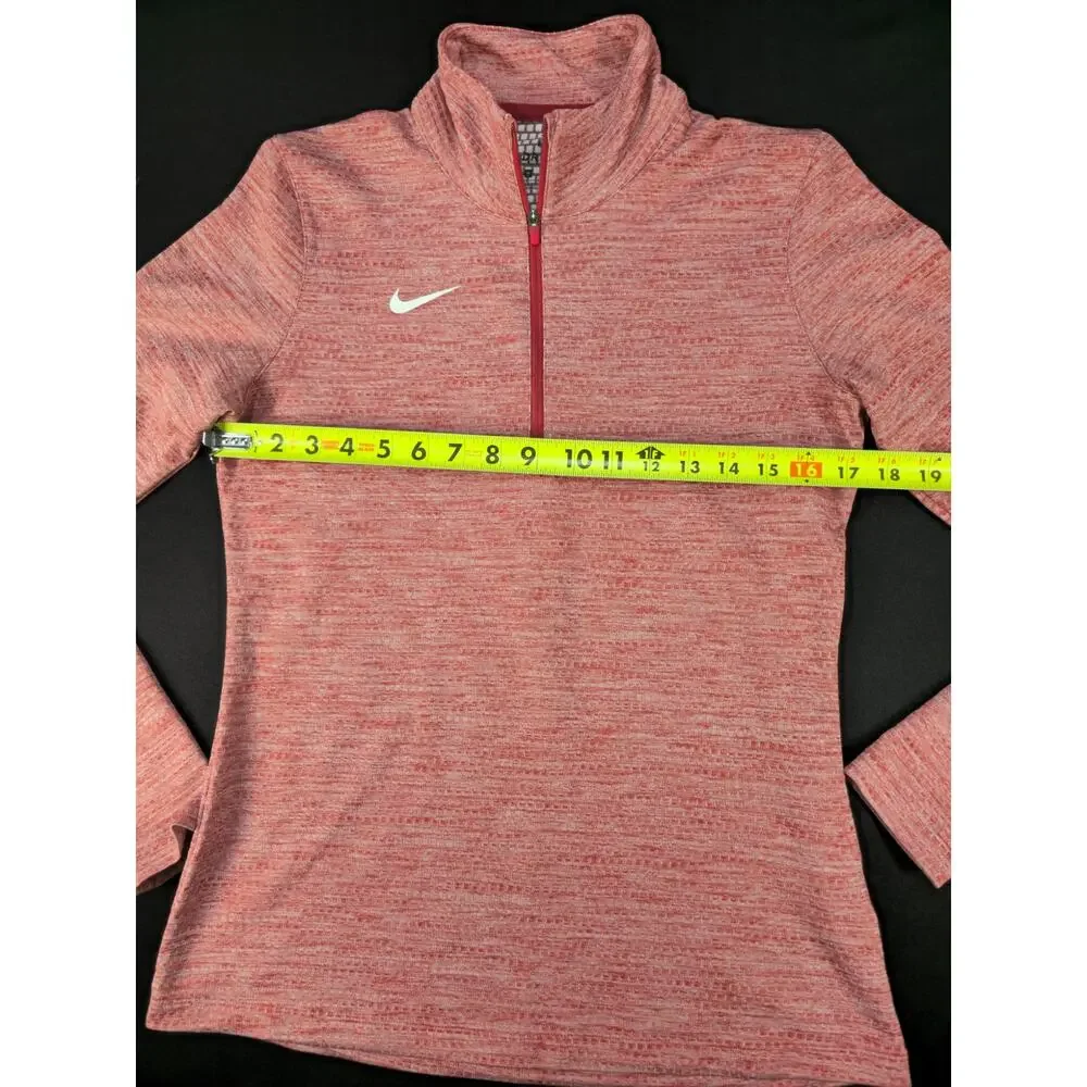 Nike Dri-FIT Womens Medium 1/4 Zip Pullover Red Heather Long Sleeve Athletic‎